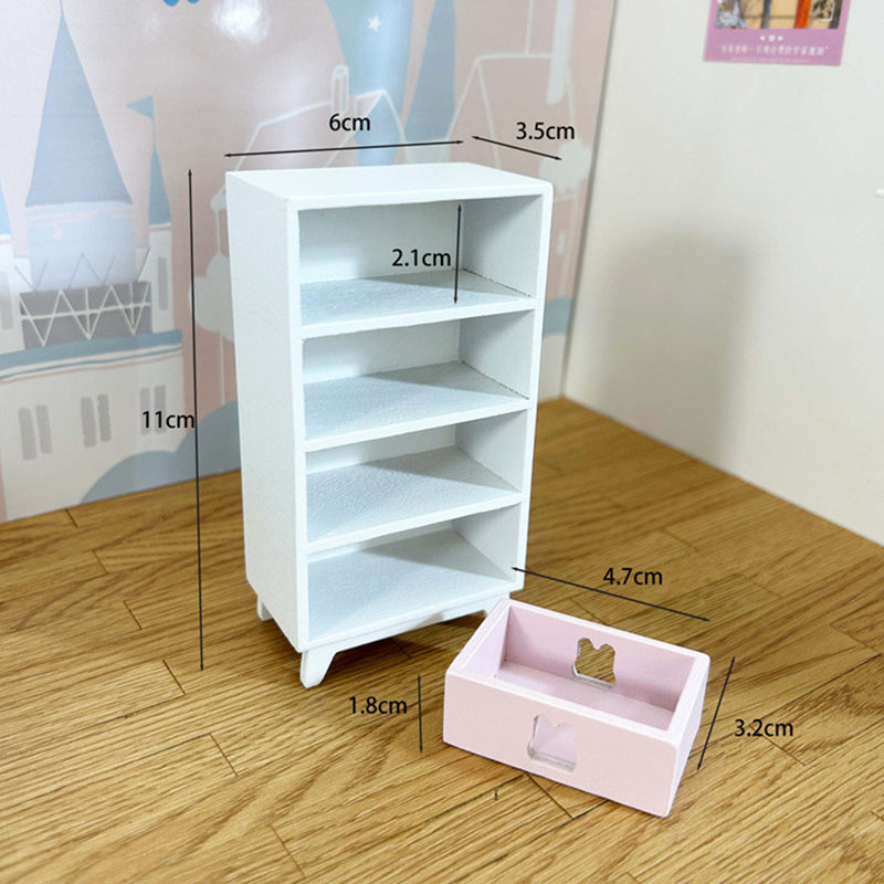 Miniature Dollhouse 1:12 Furniture Ob11 Rabbit Single Bed with Two Cabinets 3-Piece Set