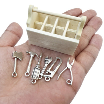 1:12 Dollhouse Wooden Toolbox – Axe & Scissors Set
