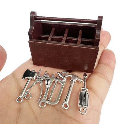 1:12 Dollhouse Wooden Toolbox – Axe & Scissors Set