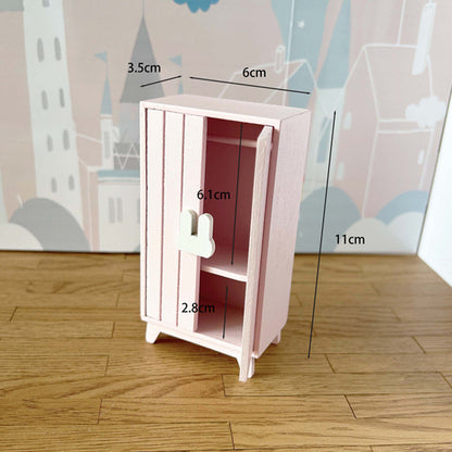 Miniature Dollhouse 1:12 Furniture Ob11 Rabbit Single Bed with Two Cabinets 3-Piece Set